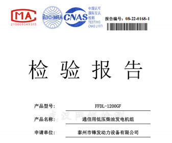 玉柴1200KW檢驗(yàn)報(bào)告 檢測報(bào)告