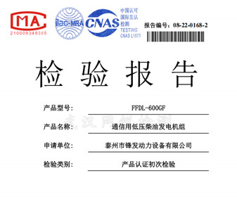 玉柴600KW檢驗(yàn)報(bào)告 檢測報(bào)告